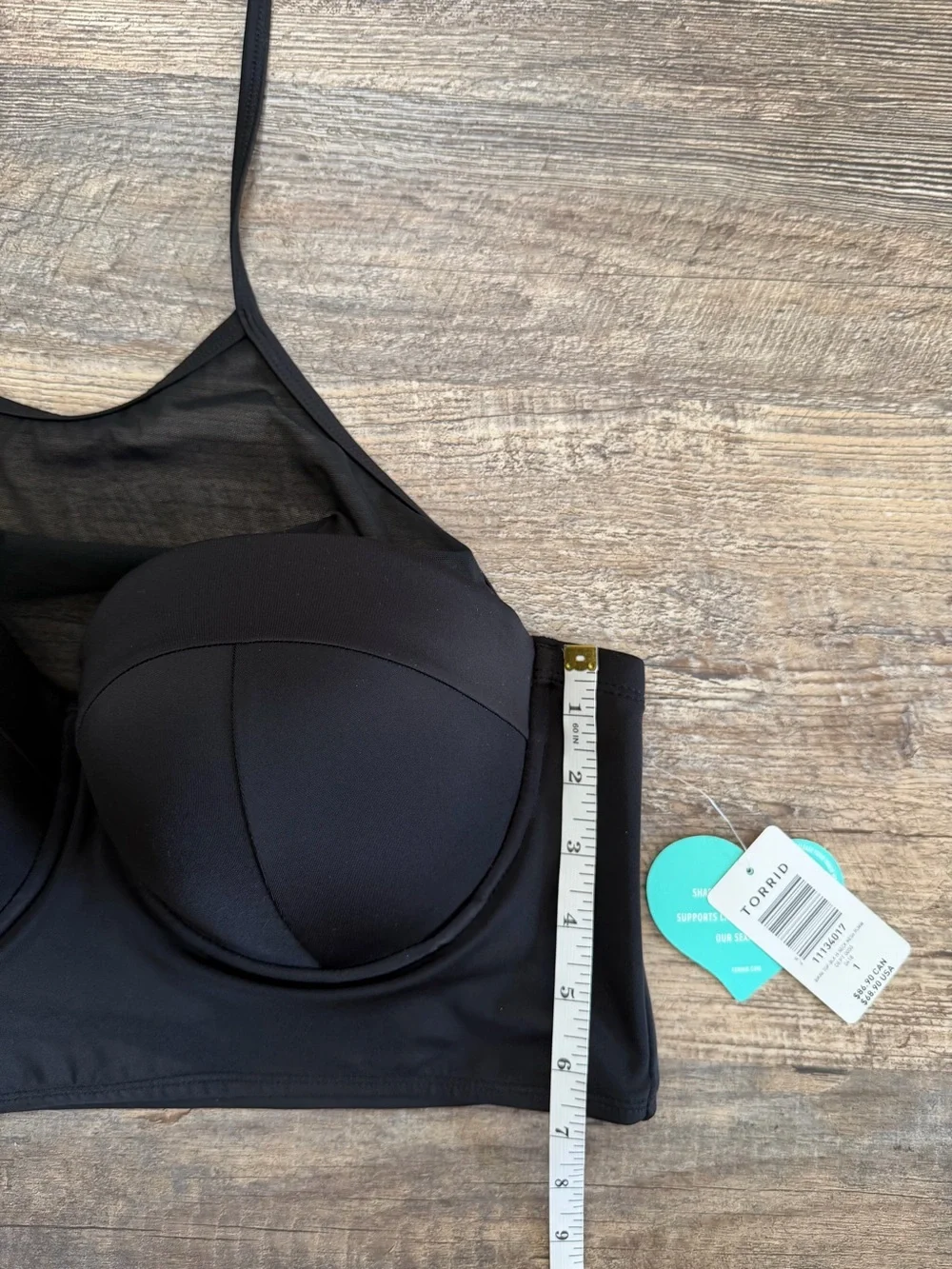 Torrid Vixen Size 1X Black Push Up High Neck Mesh Underwire Halter Swim Top